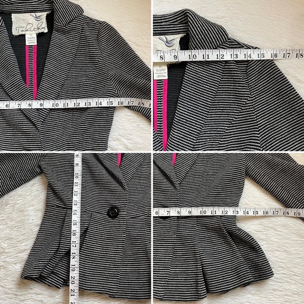 Anthropologie Women's Black and White Jacke,Women's Striped Gray‎ Blazer Size XS - Picture 7 of 8